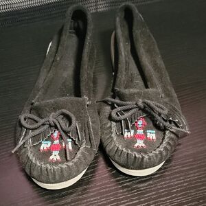 Black Moccasins with Beaded Design